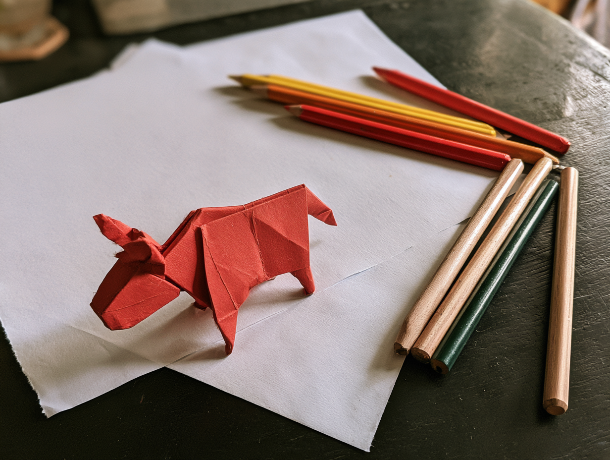 red origami ox posed as inspiration for ox red marketing brand