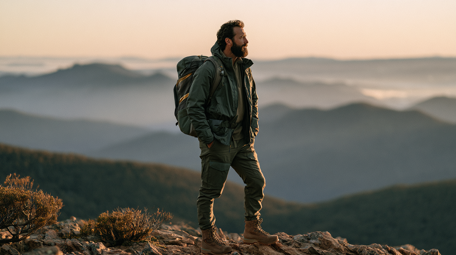 man standing at the top of an alpine overlook after a long hike to draw the comparison between the outdoors and design