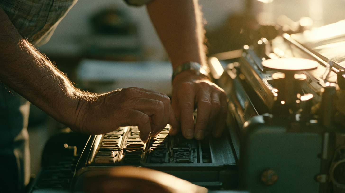 man arranging metal type on a printing press to showcase letter pairings